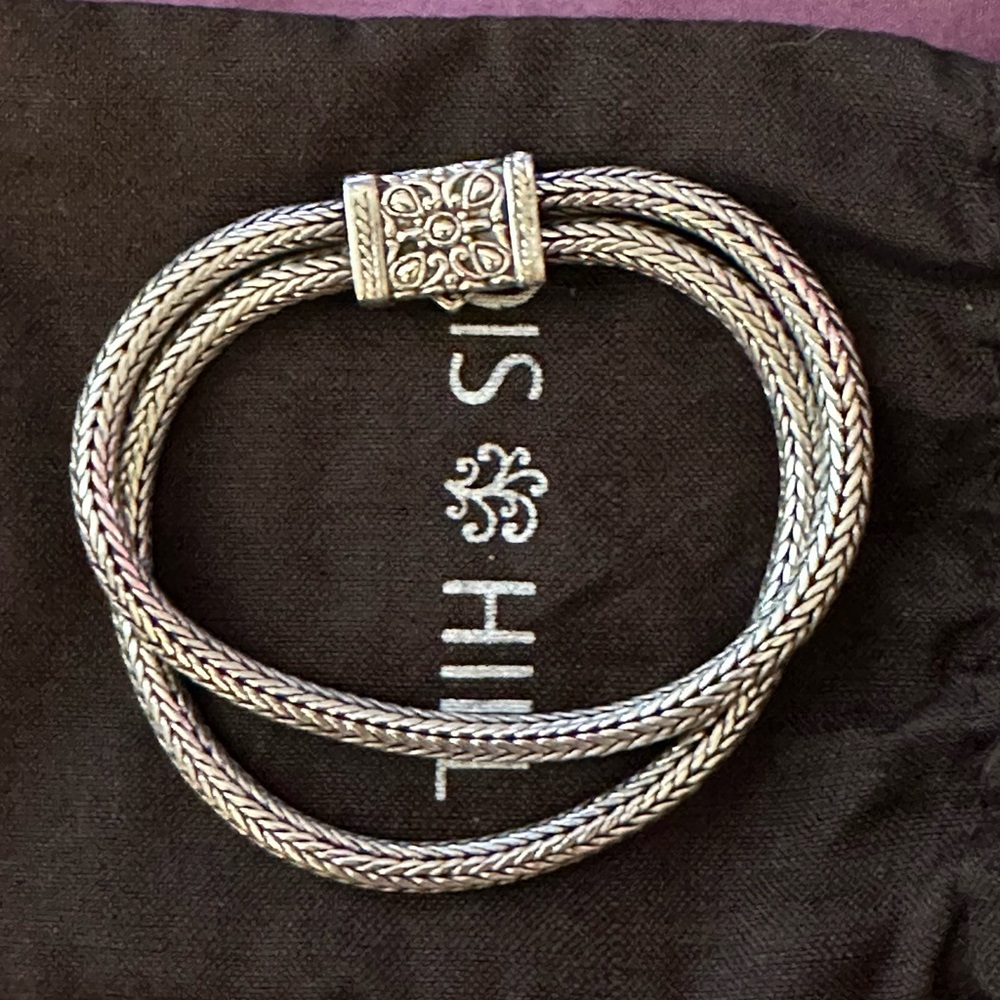 Lois Hill Silver Woven Bracelet with Decorative Clasp